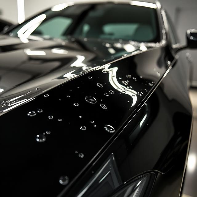 Ceramic coating protection on black vehicle paint